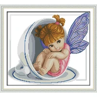 everlasting love christmas a little angel in the cup ecological cotton chinese cross stitch kits counted stamped 14ct promotion