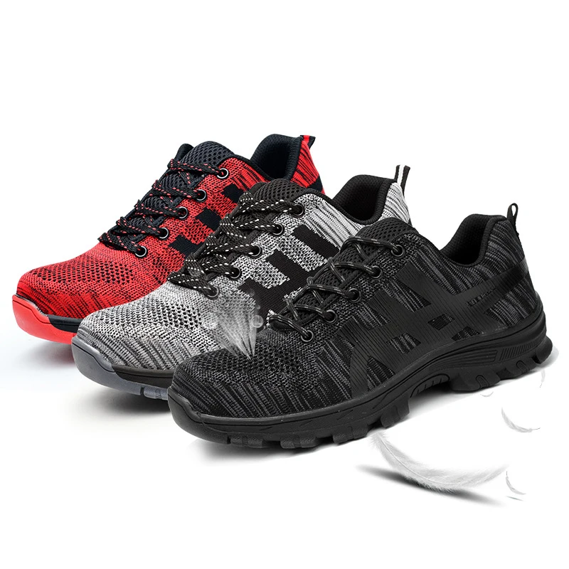 Outdoor Mountaineering Labor Shoe Male Flying Weaving Mesh Surface Breathable Steel Head Anti piercing Injury Women Shoe|Походная обувь|