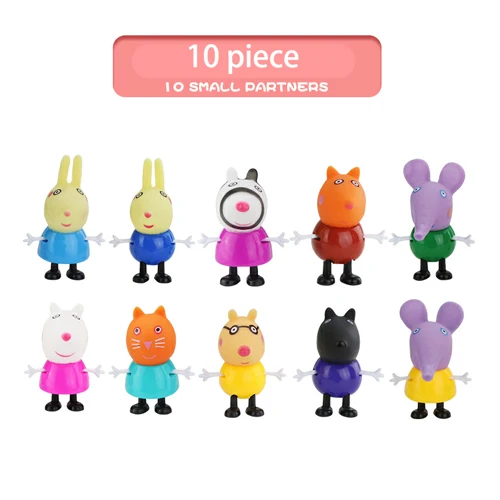 10 PCS Оригинальная Свинка Пеппа мобильный медицинский центр классная сцена Фигурки игрушки Пеппа Джордж стол стул сумка для хранения детская игрушка подарок - Цвет: 10 PCS