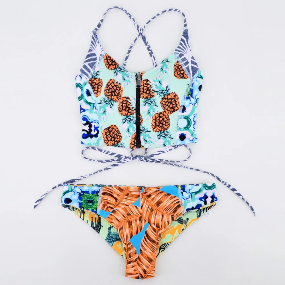 2018 двусторонний Купальник Эротическое бандаж бикини женский купальник на молнии