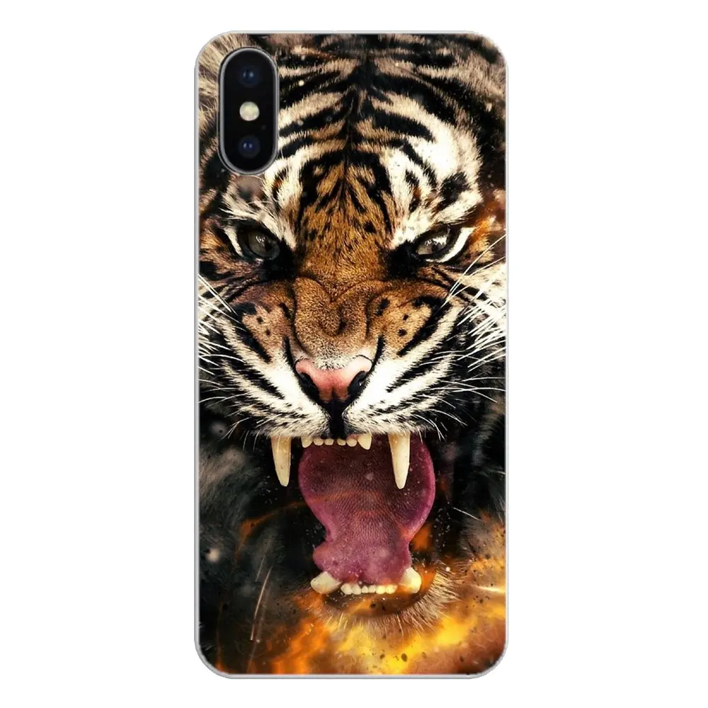 Красочные Животные тигр Радуга для iPhone XS Max XR X 4 4S 5 5S 5C SE 6 6S 7 8 Plus Samsung Galaxy J1 J3 J5 J7 A3 A5