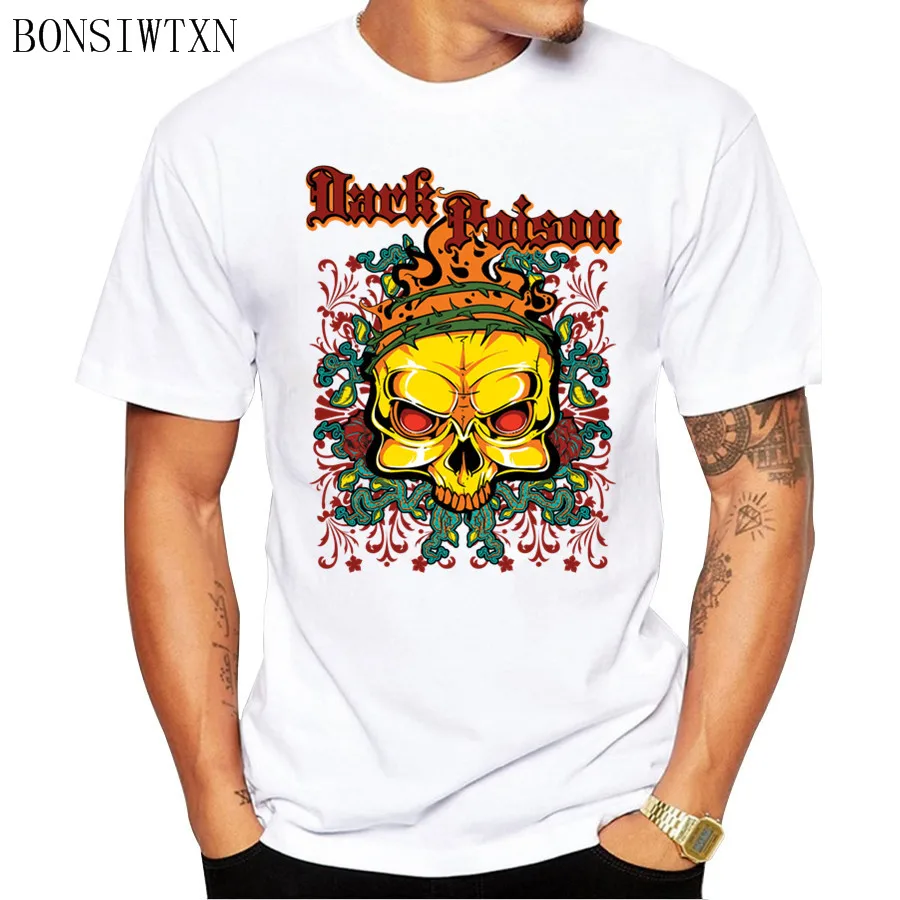 2017 бренд Аниме футболки для Для мужчин череп головы забавная прикольные тройник
