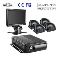 gision vga monitor 4pcs side metal security camera 4ch sd card 4g gps wifi mobile dvr kit for taxi bus van security survelliance