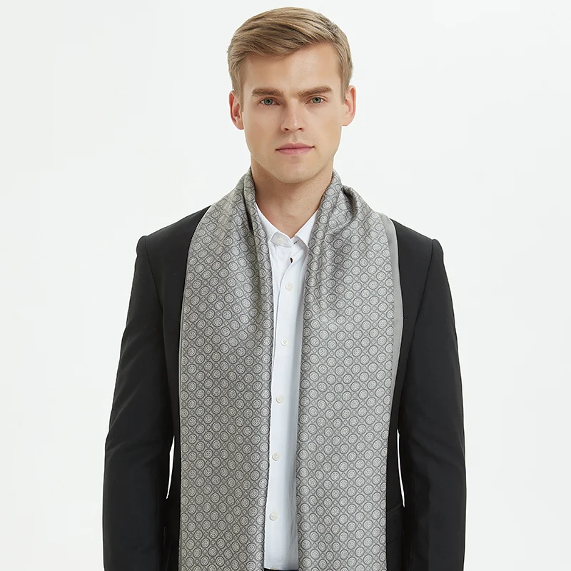 Шарф из чистого шелка для мужчин в клетку модные аксессуары осень-зима длинный галстук 170*30см ASN05.