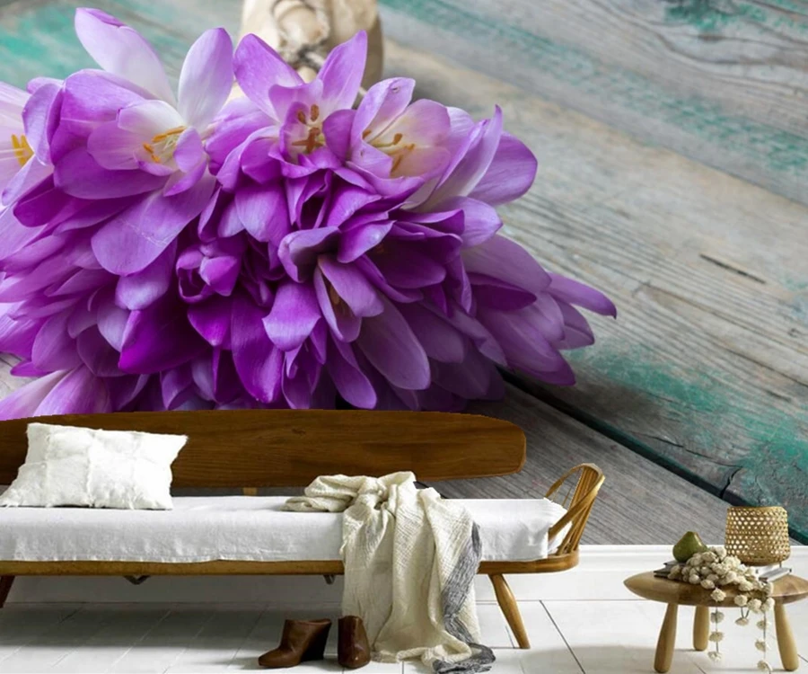 Обои Papel de parede букеты Crocuses фиолетовые цветы обои для ресторана гостиной дивана