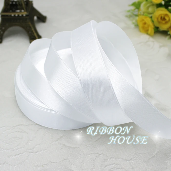 25 ярдов/рулон белая атласная лента 3/4 дюйма (20 мм)|faced satin ribbon|satin ribbonsingle face ribbon |