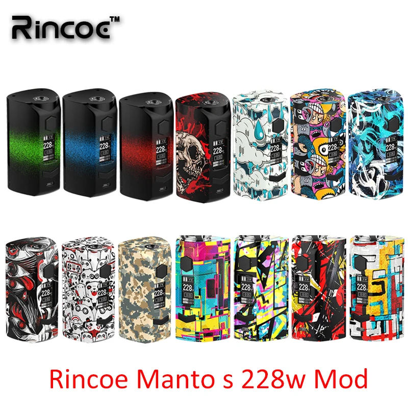 Новейший Rincoe Manto S Mesh 228W mod fit 6 мл Metis Mix Tank Питание от двух аккумуляторов 18650 Система