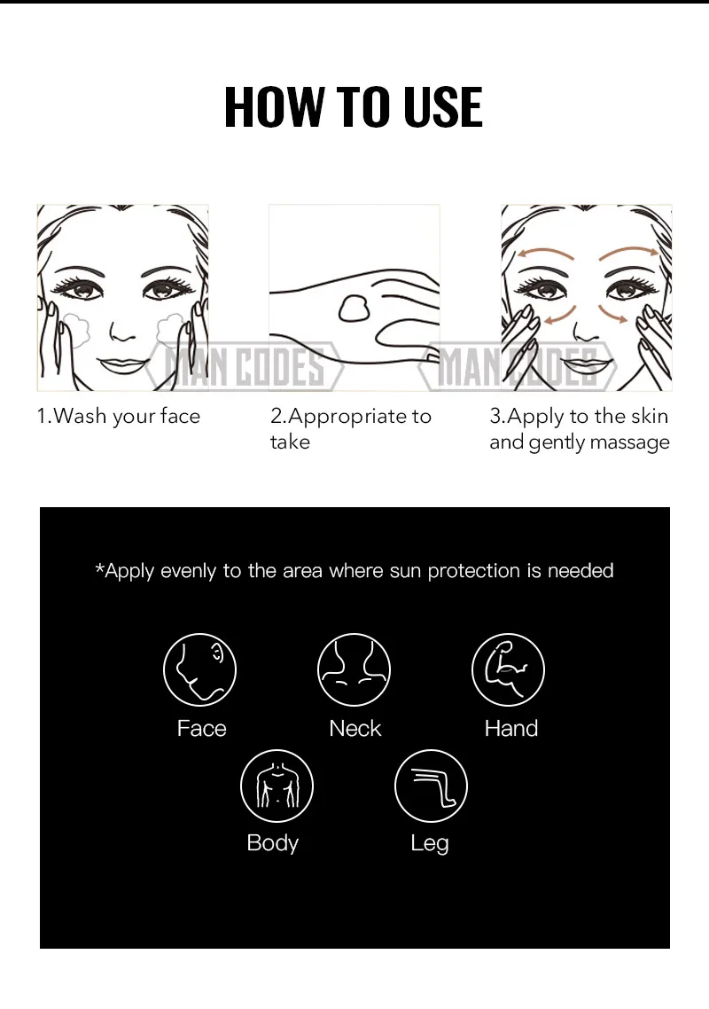 Mancodes 80g мужские солнцезащитный крем для лица крем SPF50+ изоляция УФ-защитой от солнечных лучей, тело солнцезащитный крем отбеливающий консилер крем от солнца
