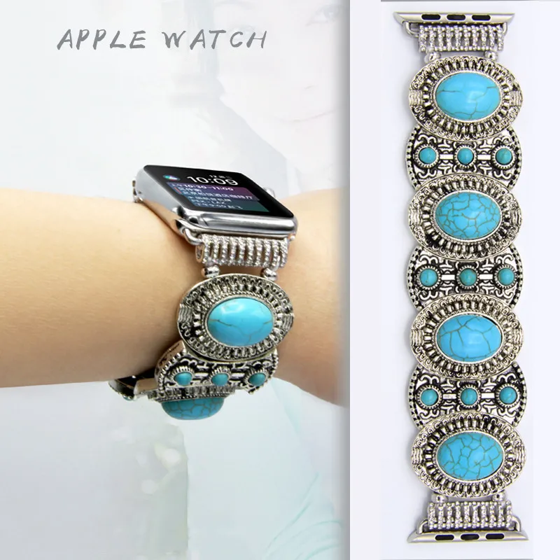 Высококачественный Браслет Из Натуральной Бирюзы для Apple Watch band 4/3/2/1 Женский