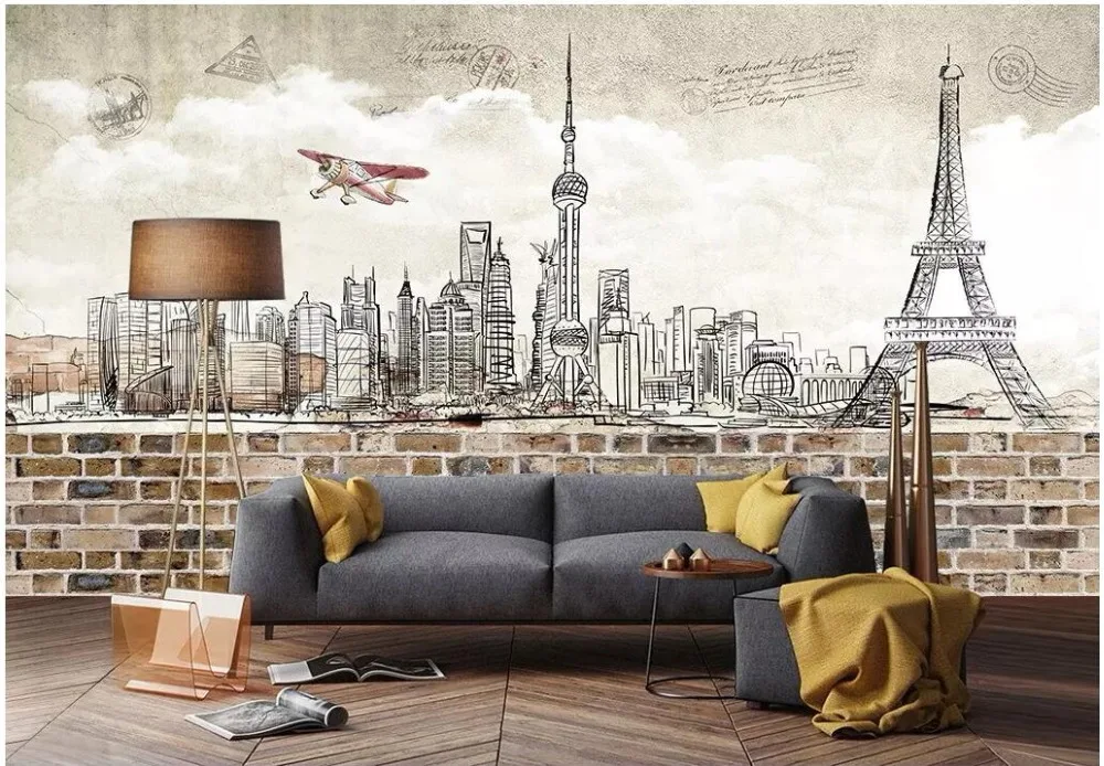 3d обои с ручной росписью здания задний фон в европейском стиле ретро декор для