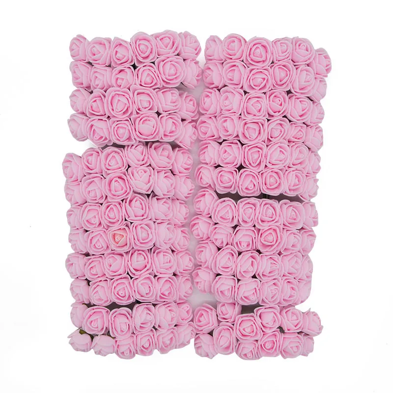 light pink 144 шт./упак. маленький искусственный цветок поддельные розы из вспененного полиэтилена, Букет DIY Скрапбукинг ремесел украшение цветок свадебное платье с цветочным узором - Цвет: light pink