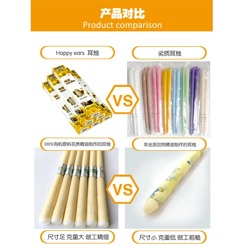 4 шт. ушные свечи здоровый уход лечение ушей Удаление воска очиститель Индиана