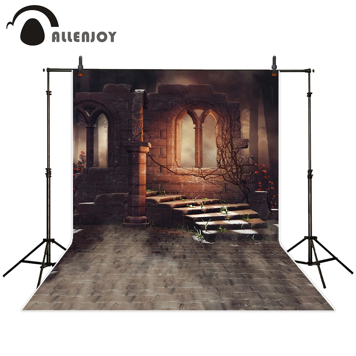 Allenjoy фон для фотосъемки Темный пейзаж старые руины роза лоза лес фотостудии