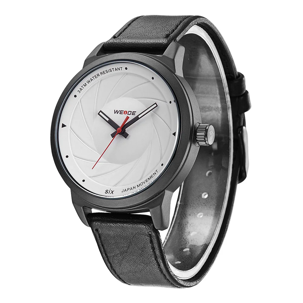 WEIDE кожаные мужские часы брендовые Роскошные будильники Электроника аналоговые