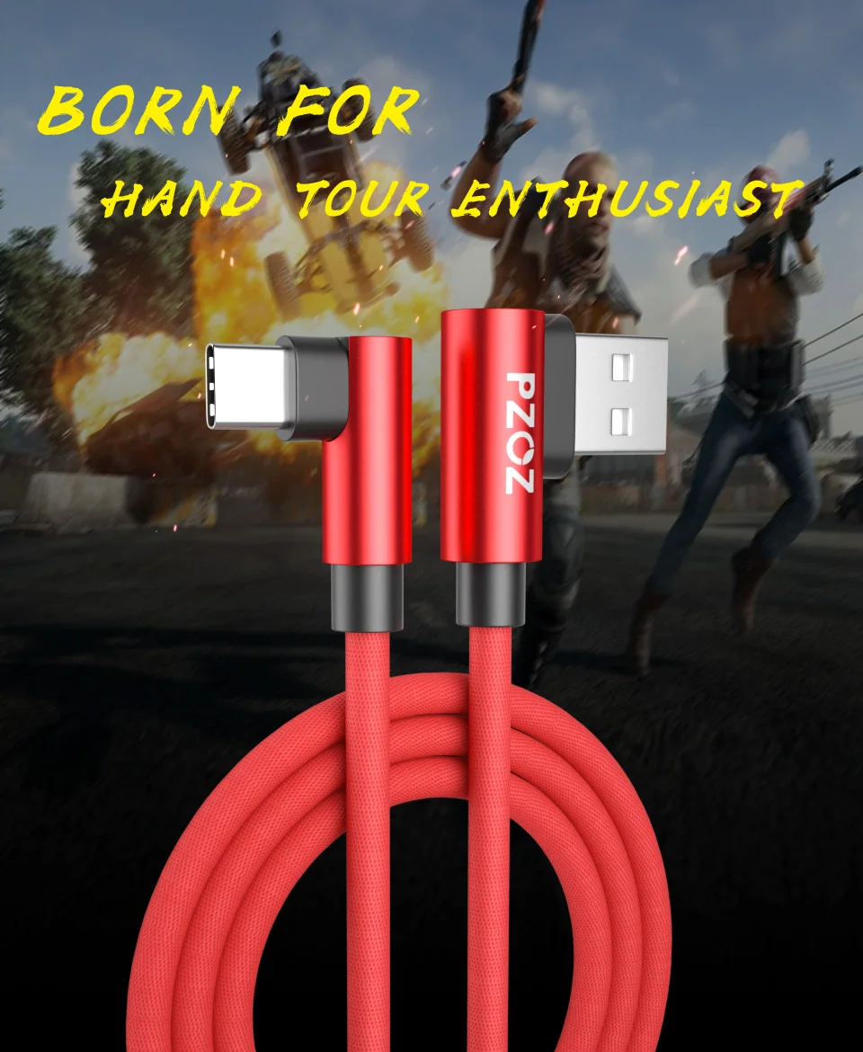PZOZ кабель Usb type-C 90 градусов для быстрой зарядки и передачи данных type-C для samsung S10 S9 Xiaomi 9 Redmi Note 7 One Plus 6 кабель для зарядки
