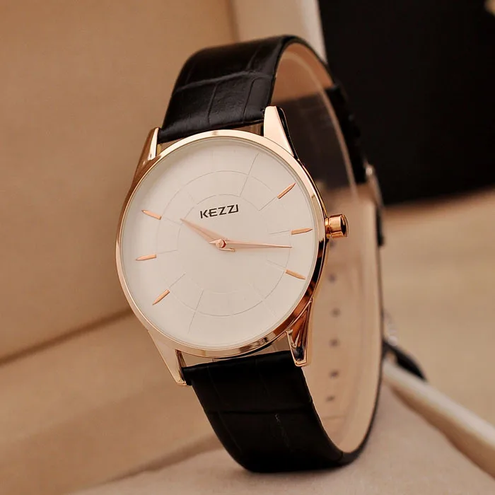 Kezzi бренд 3ATM водонепроницаемый роскошные повседневные изделия из кожи кварцевые