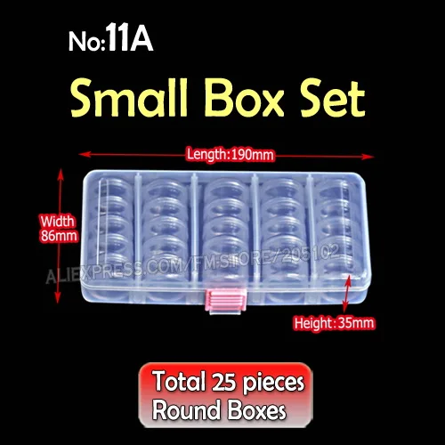 Small Box Set Набор аксессуаров для дизайна ногтей, Набор круглых коробок, крошечные прозрачные бутылки с винтовой крышкой для рукоделия, косметики, украшения для ногтей, бусины, контейнеры, чехол - Цвет: Small Box Set