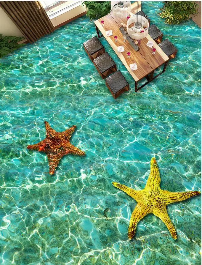 3d обои с рисунком пола волнистые морские звезды пол для ванной гостиной 3D ПВХ