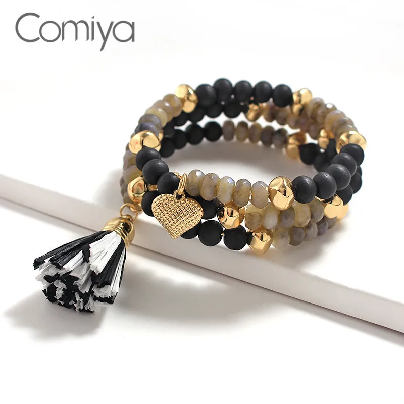 Comiya модные браслеты для женщин акриловые бусины украшение кисточка линия