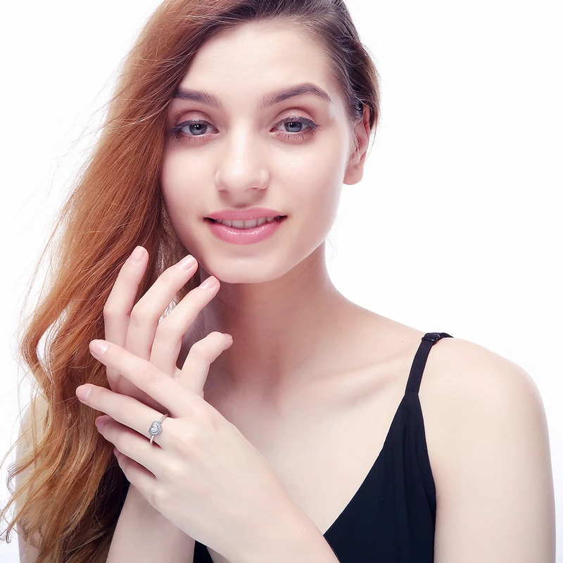 Beagloer любящее сердце Форма кольца с AAA кубический цирконий 925 пробы Jewelry Мода для