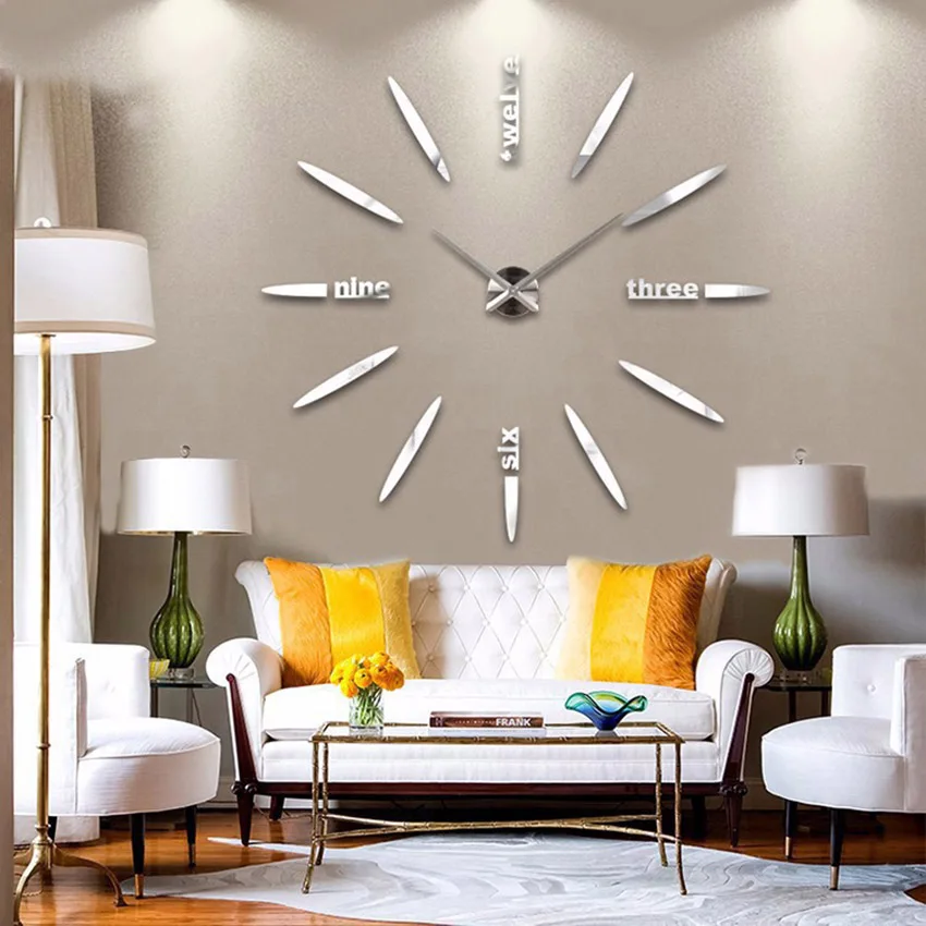 

Best Selling New Wall Clock Acrylic Metal Mirror Super Big Personalized Wall Watches Clocks hot DIY Free Shipping 130cm x 130cm