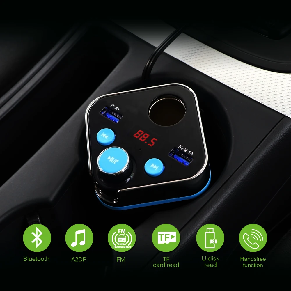 Bluetooth автомобильный комплект музыкальный плеер fm-передатчик модулятор форма чашки 120 Вт Lighter TT Зажигалка адаптер 3.1A двойной зарядное устройство usb