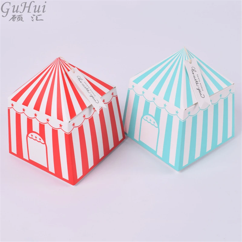 20 шт./лот цирковая тема красная синяя полоса домашняя коробка конфет