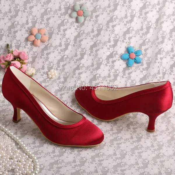 Белые женские свадебные туфли Wedopus на среднем каблуке белые атласные