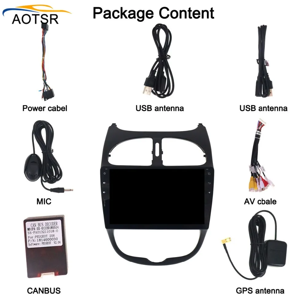 2 Din Android 10 GPS навигатор плеер для Peugeot 206 радио 2002 2003 2004 2005 2006 2007 2016 автомобильное