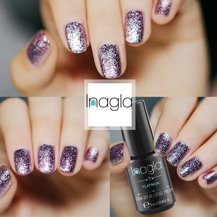 Inagla 8ml Platinum Nail Art Stamping Polish Diamond Soak Off UV LED Gel Shining Glitter Sequin Starry Lacquer | Красота и здоровье
