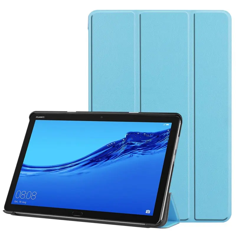 Sky Blue Кожаный чехол с отделениями для умный сон чехол для huawei MediaPad M5 Lite 10 10," BAH2-W09 BAH2-L09 BAH2-W19 принципиально корпус под плетенную сумку - Цвет: Sky Blue