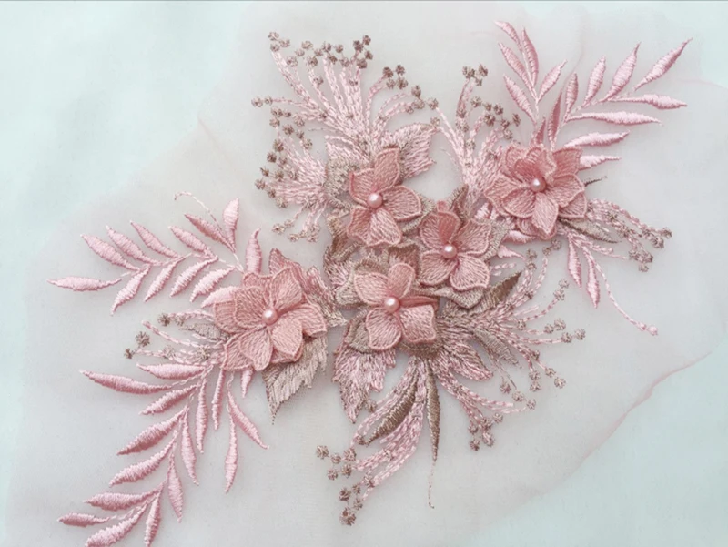 1 шт. цветок 3D Кружевная аппликация из бисера Цветочная фотография французское