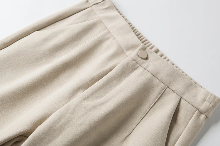 Women's harem woolen pants high rise asymmetrical cuff chic beige ankle length autumn and winter | Женская одежда