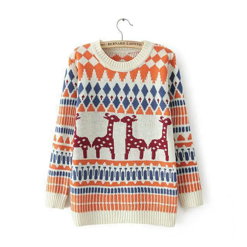 New 2017 Pullovers Sweaters Lovely Geometric Pattern Deer Female Autumn And Winter Pullover knit Sweater Jacket NM33 | Женская одежда