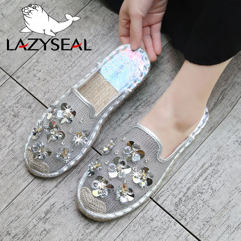 Эспадрильи LazySeal женские с круглым носком сетчатые дышащие цветочные летняя