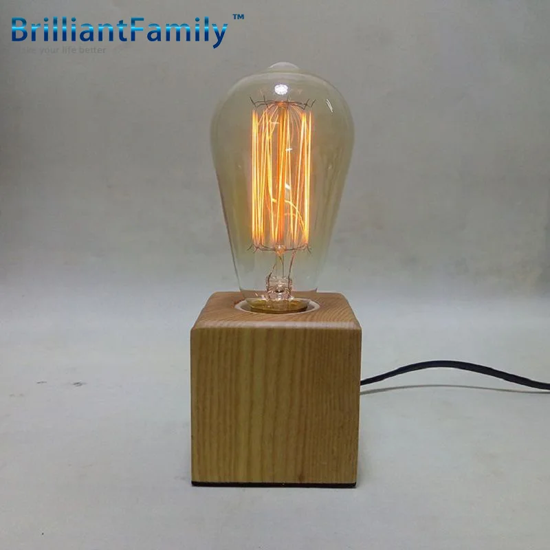 Современное деревянное основание в форме Куба тумбочке Настольная лампа Декор