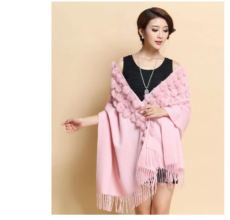 Роскошный брендовый шарф женский зимний толстый теплый помпон из натурального