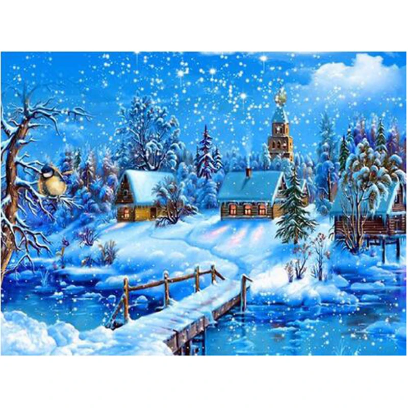 

Needlework 3D Diy Diamond Embroidery Natural Snow Landscape Restaurant Decorative Painting Full Square Diamond Painting TT108
