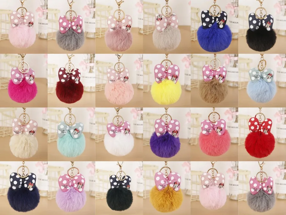Random Color Новая детская пижама с Микки Маусом Детские брелки Porte clef пушистый брелок помпон llavero шарик из меха кролика на сумку Шарм брелок Для женщин Chaveiro - Цвет: Random Color