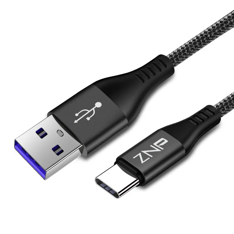 Black ZNP кабель usb type C для samsung S10 S9 S8 mate 20 Pro 3A Быстрая зарядка usb type C кабель для передачи данных для Redmi Note 7 Pro шнур зарядного устройства - Цвет: Black