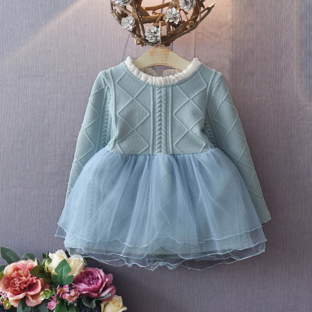 Autumn baby clothes for girls school Dress girl Kids Knitted Sweater Winter Pullovers Crochet Tutu New Year | Детская одежда и