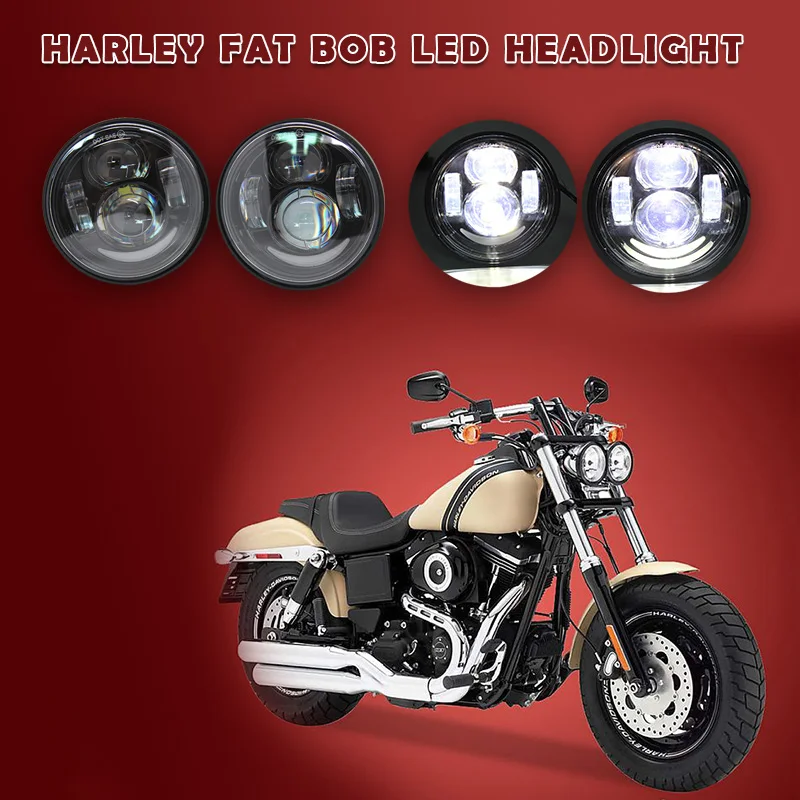 Новые 4 65 дюймовые мотоциклетные двойные светодиодные фары с DRL halo для Fat Bob FXDF