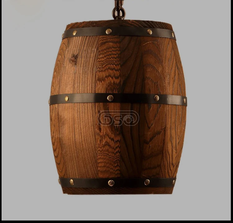Vintage Amercian Oak Wood Barrel Pendant Light for Bar Hotel and Bedroom Fixture Chandeliers | Освещение