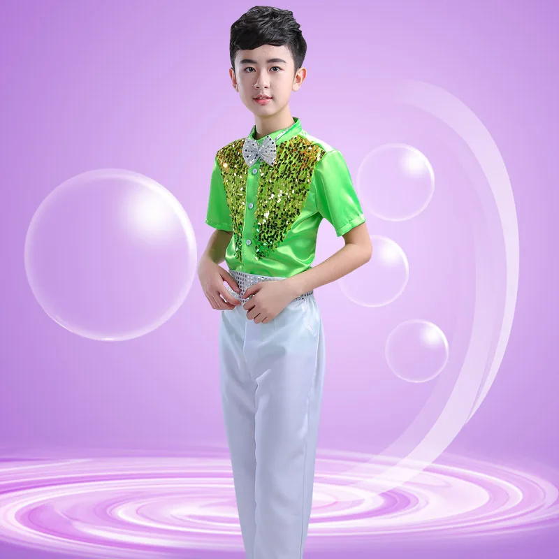 New girl and boy's camisole bling sequins performance stage Show dance Clothes Children's bubble Yarn dress for children JQ-332 |