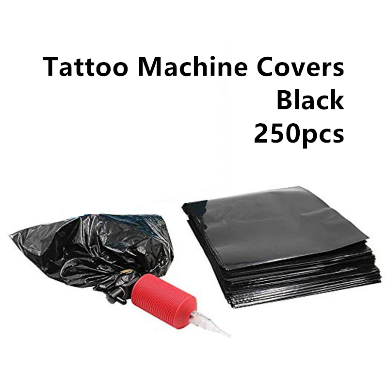 Disposable Plastic Tattoo Gun Cover Black Machine Bags Covers 2500pcs Supply PVC Protective Barrier Bags 130x140mm