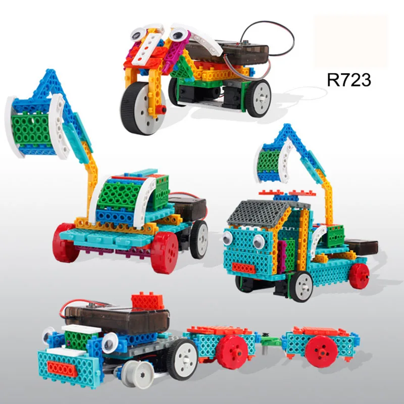 RC игрушки 128 шт./компл. 4 в 1 DIY Стволовые игрушки различные электронная Сборка строительные блоки модель игрушки детские блоки дистанционного управления игрушки