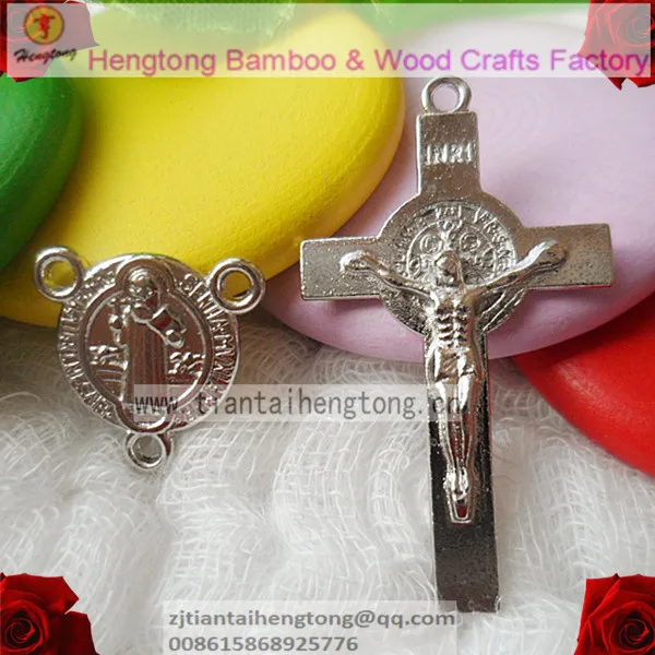 Free ship 100set/pack alloy cross,italy rosary cross,religious rosary center, st. benedict cross, st. benedict centerpiece,parts