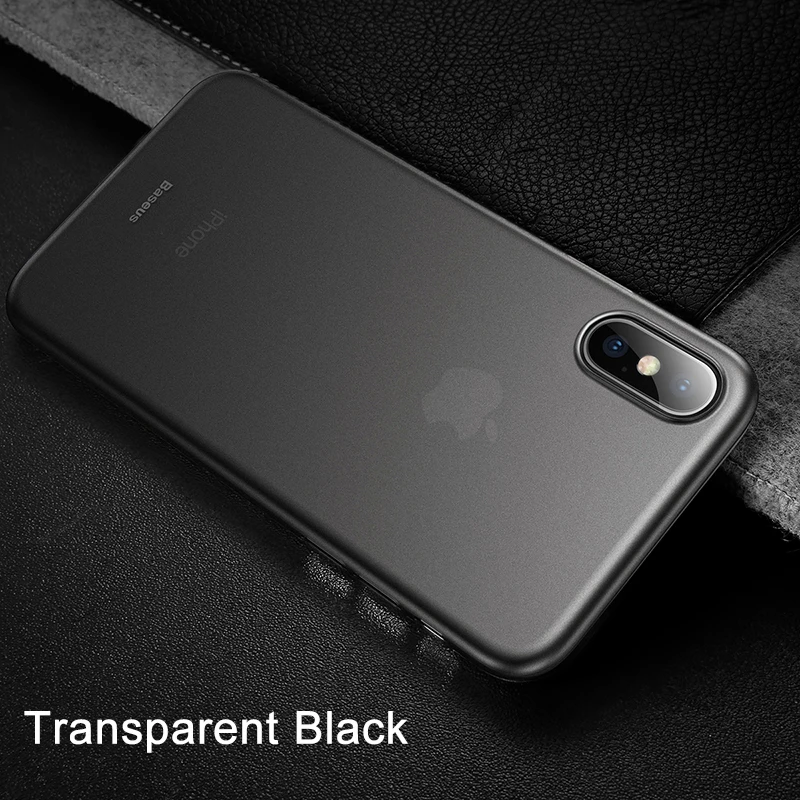 Transparent Black Baseus чехол для телефона для iPhone X, Xr, Xs, Max, супертонкий Ультратонкий матовый чехол из полипропилена для iPhone X, S, Xr, Xsmax, Fundas Capinhas - Цвет: Transparent Black