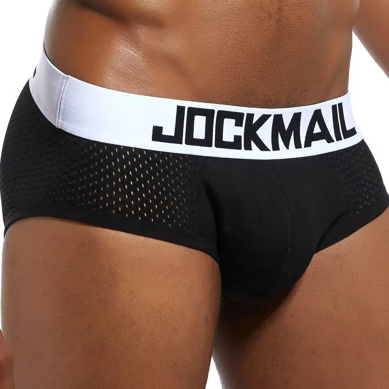 319 black JOCKMAIL Брендовые мужские трусы-шорты из хлопка, сексуальное мужское нижнее белье, мужское нижнее белье, мужские трусы шорты, сетчатый u-образный выпуклый мешочек для геев - Цвет: 319 black