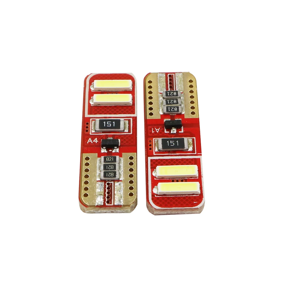 YSY 100 шт. W5W Светодиодная Белая t10 4smd 7020 7014 лампа canbus T10 4LED без ошибок